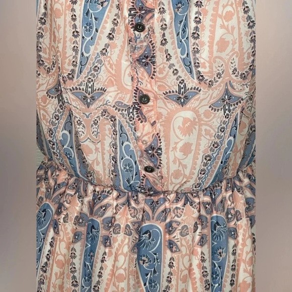 🌸 AS U WISH Maxi Dress Pink Blue Paisley Floral Boho‎ Peasant Fairy Cottagecore - Picture 3 of 8